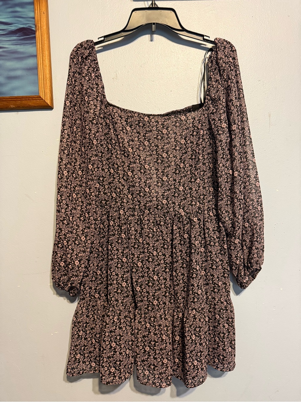 Forever 21 Mauve Floral Square-Neck Mini Dress